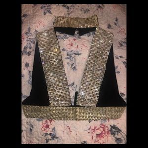 Black fashion top, crop, cut out choker top
